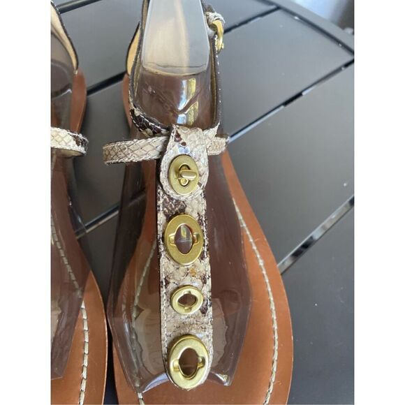 NWT Coach Sieannah Snake  Print Leather Thong sandals 11B - Picture 3 of 11